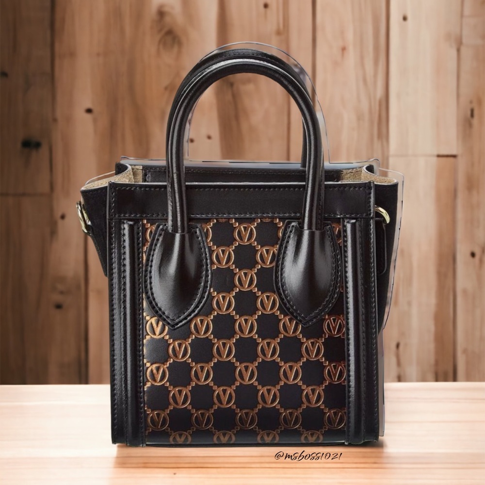 VALENTINO by Mario Valentino Eva Monogram Leather Tote in Black NWT - Picture 2 of 5
